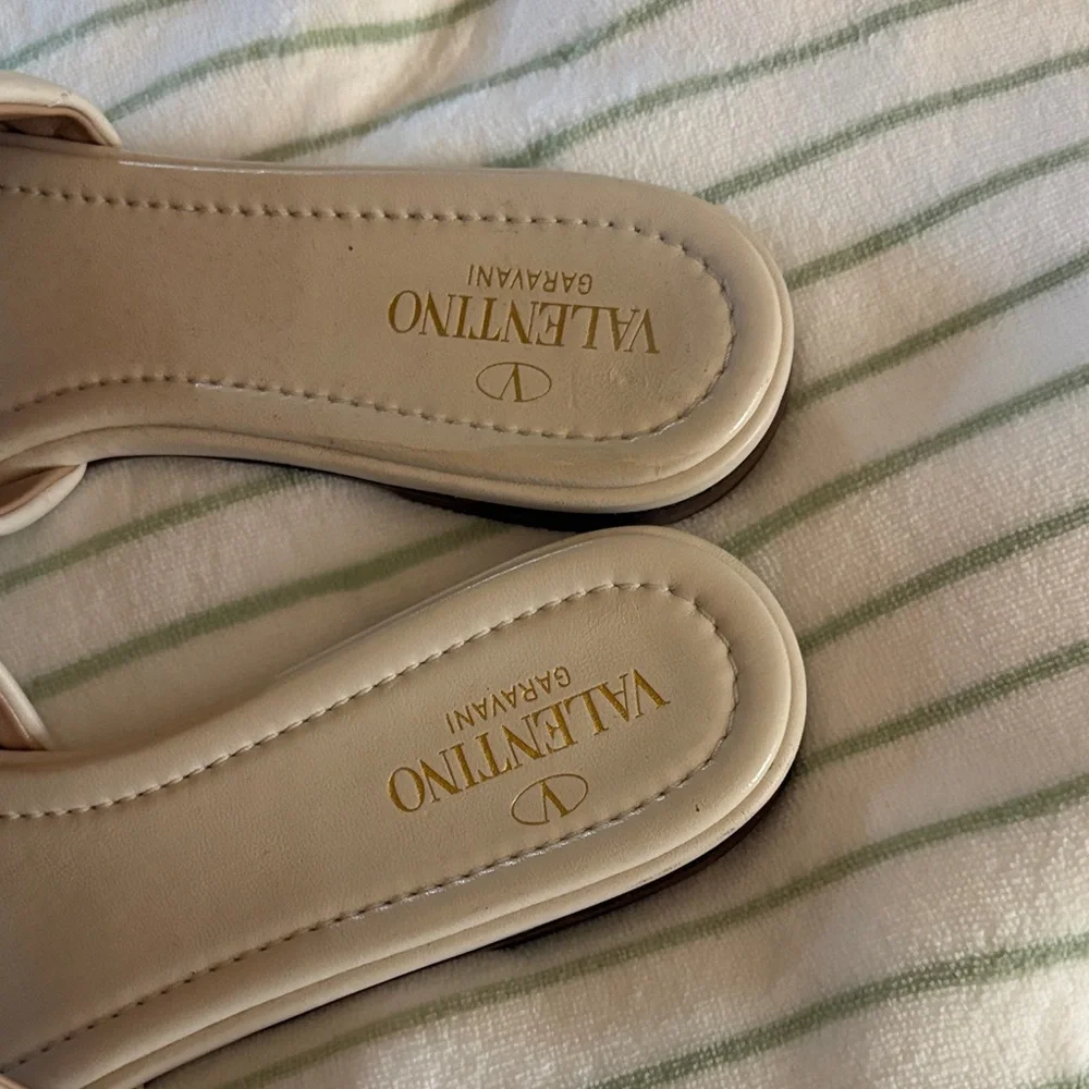 Valentino Cream and Gold Studded Sandals - Picture 4 of 5